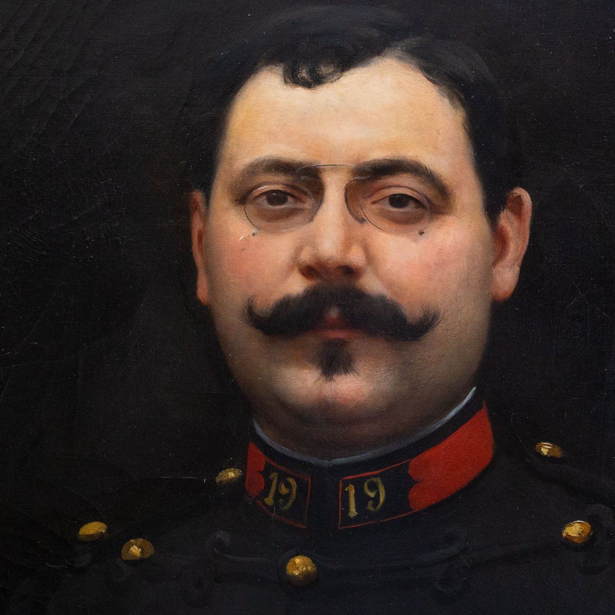 Louis Hierle, « Portrait d'un officier du 19e régiment », huile sur toile, signé, 1897-photo-1