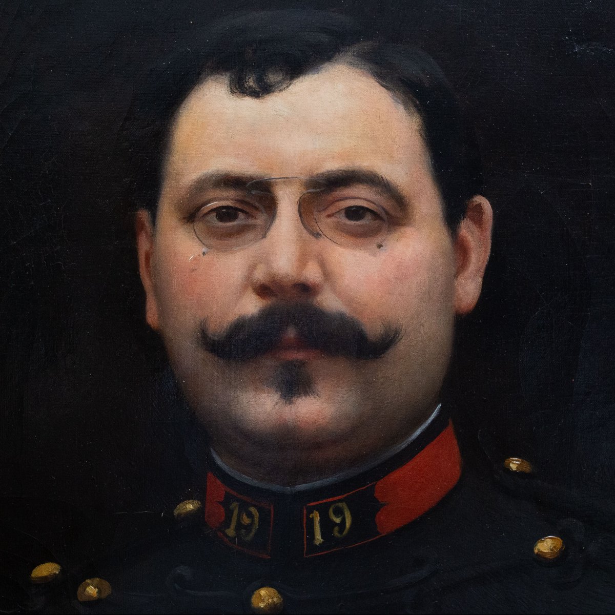 Louis Hierle, « Portrait d'un officier du 19e régiment », huile sur toile, signé, 1897-photo-3