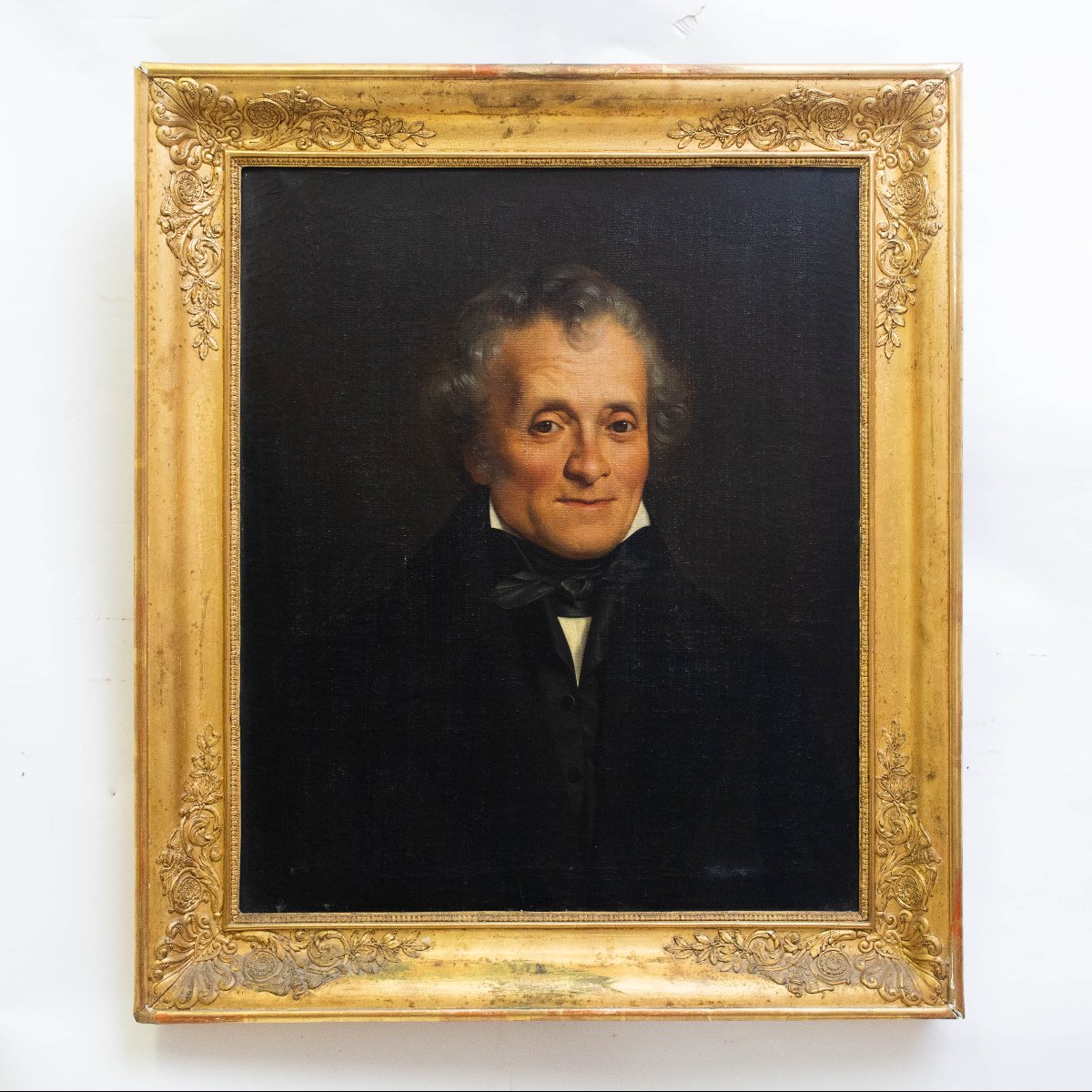“portrait Of A Bourgeois Gentleman,” Oil On Canvas, 19th Century-photo-2
