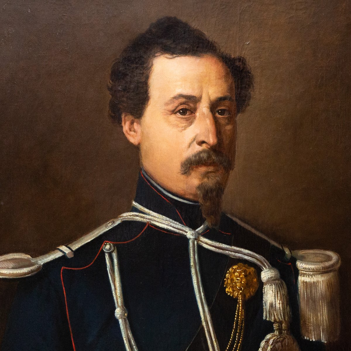 Alfred Guillard, “portrait Of An Officer,” Oil On Canvas, Signed, 1855-photo-1