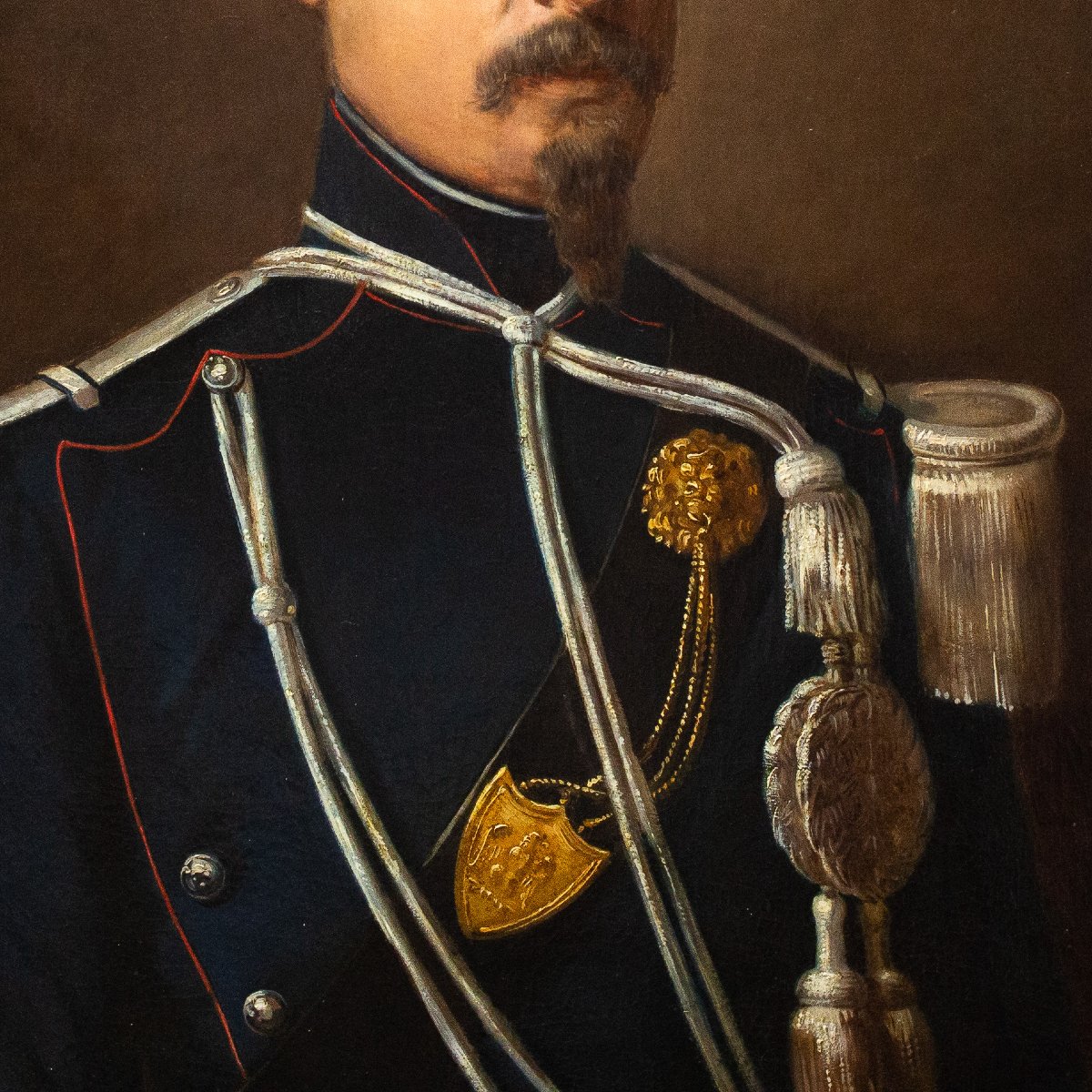 Alfred Guillard, “portrait Of An Officer,” Oil On Canvas, Signed, 1855-photo-2