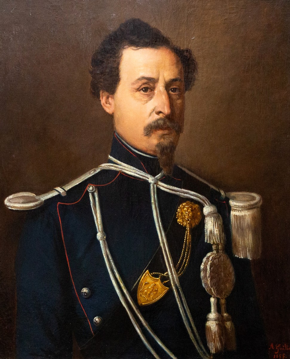 Alfred Guillard, “portrait Of An Officer,” Oil On Canvas, Signed, 1855