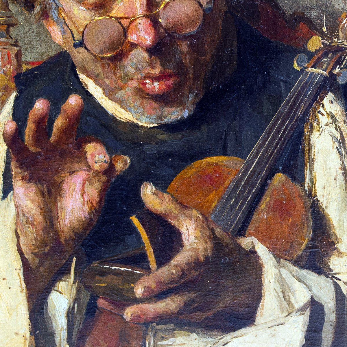Ciro Denza, « Portrait de Luigi Denza », huile sur toile, signé, 1880-photo-3