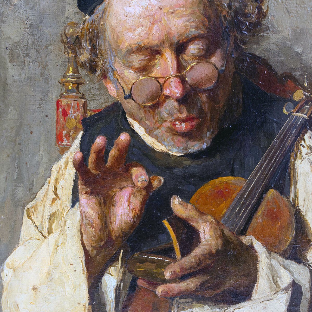 Ciro Denza, « Portrait de Luigi Denza », huile sur toile, signé, 1880-photo-6