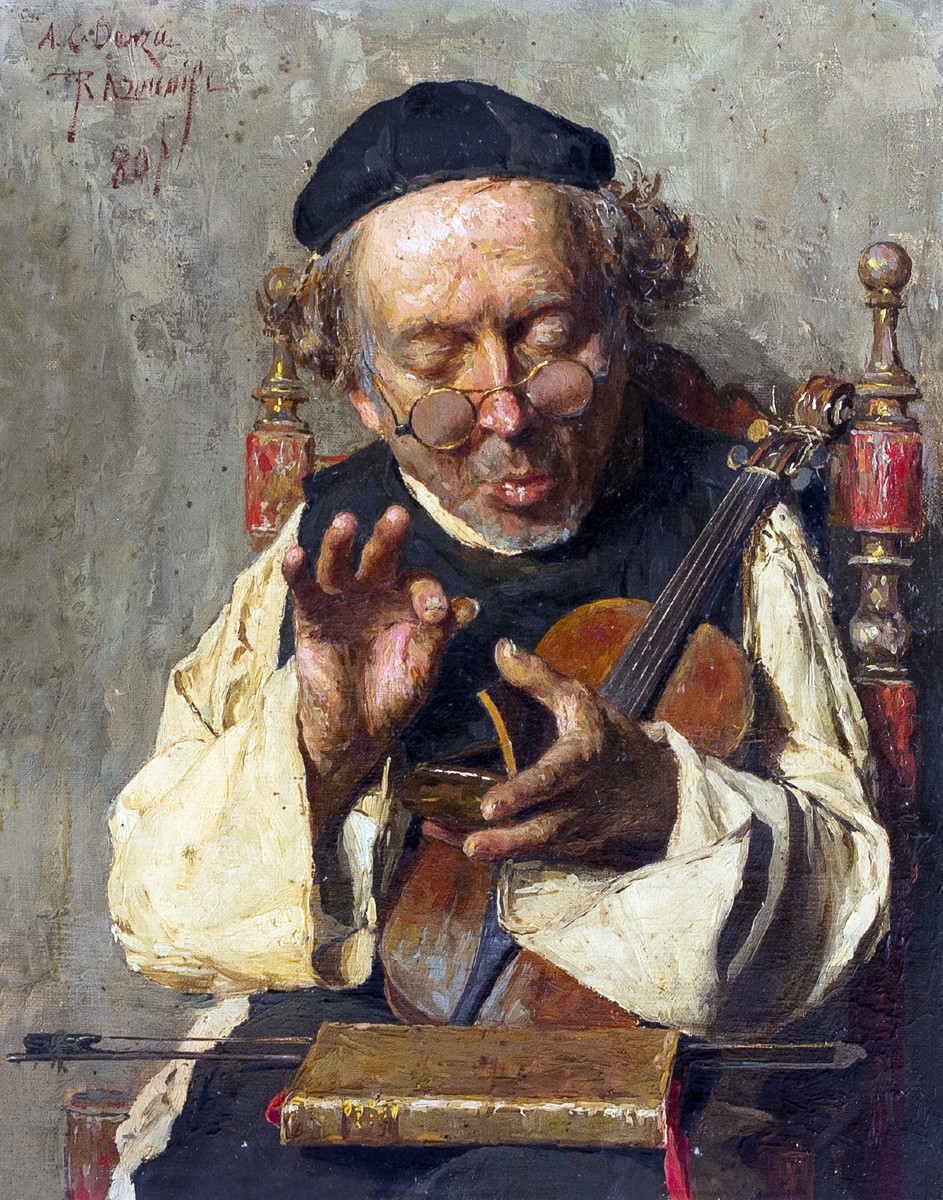 Ciro Denza, « Portrait de Luigi Denza », huile sur toile, signé, 1880