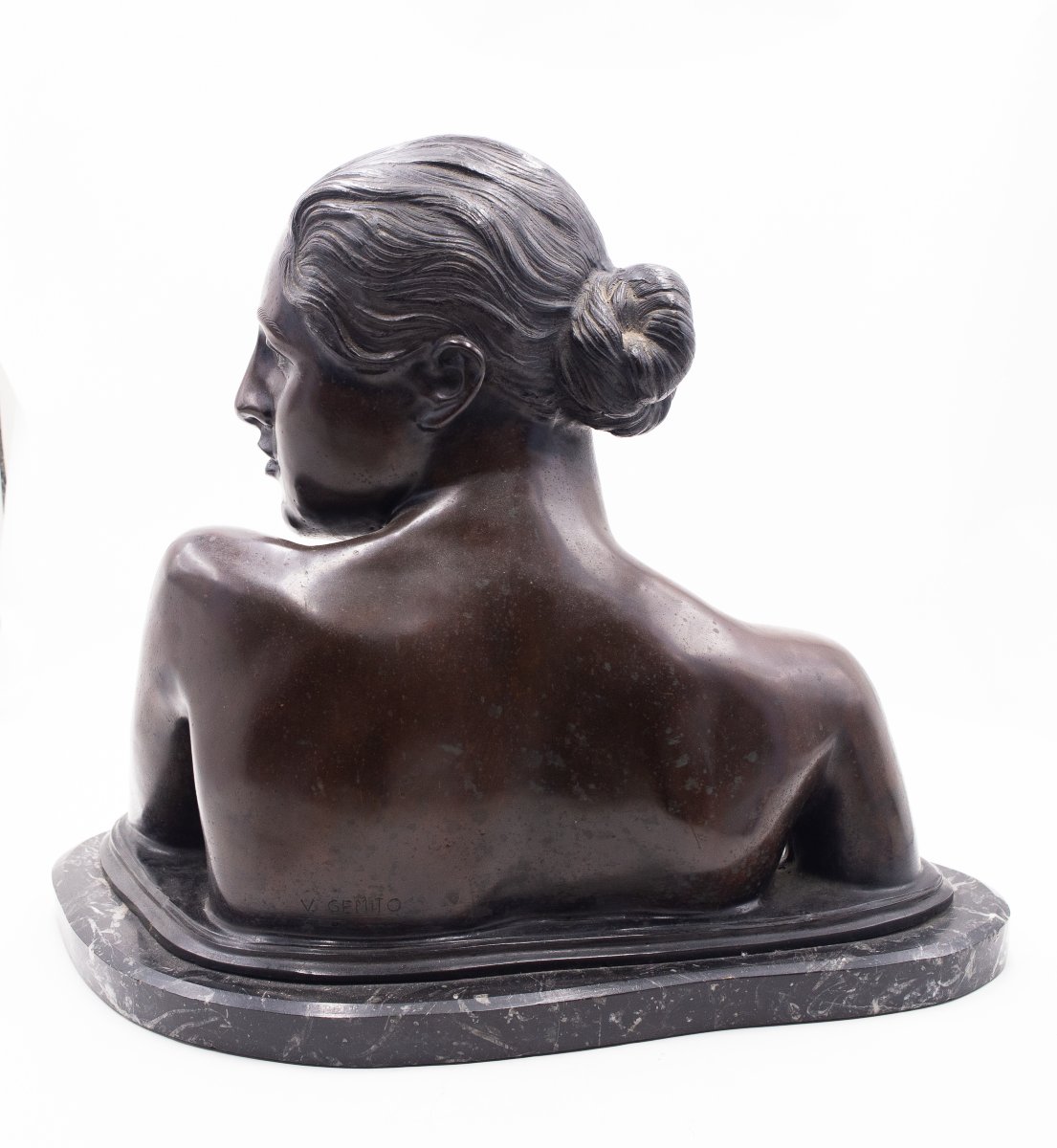 Vincenzo Gemito, “bust Of A Neapolitan Girl,” Signed, 1913/1920-photo-3