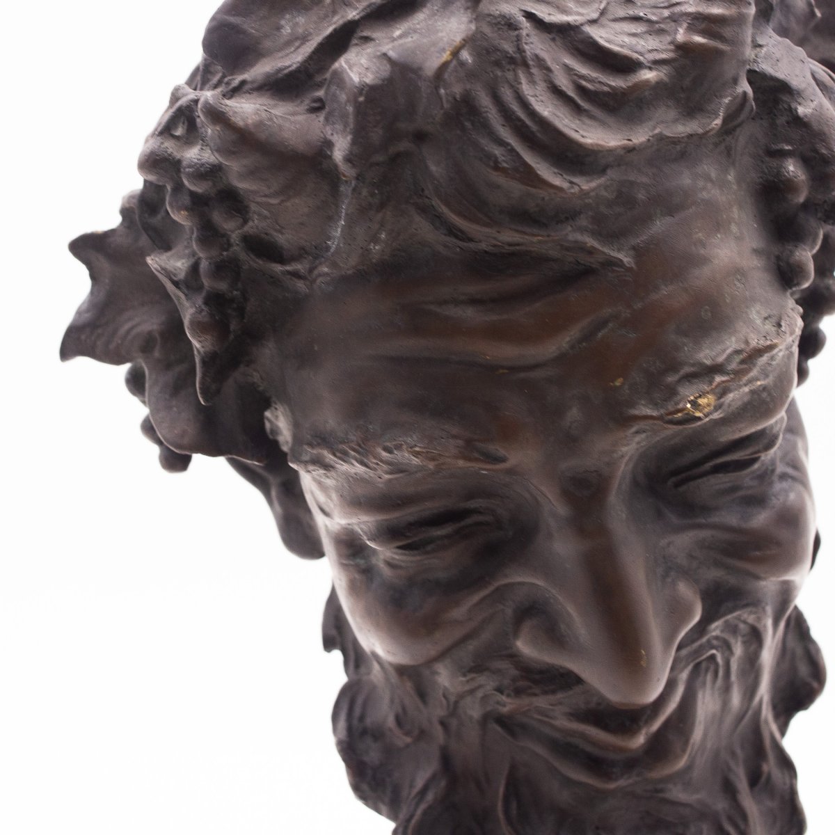 Vincenzo Gemito, “head Of A Satyr,” Bronze, Signed, 1890-1910-photo-2