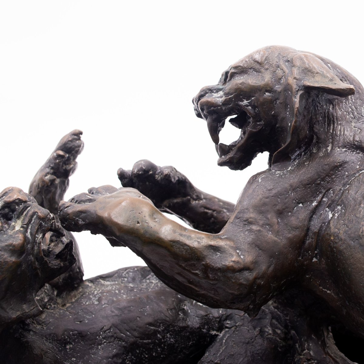Antonio Ligabue, “animali In Lotta” (animals Fighting) Bronze Sculpture, 1940s-photo-2