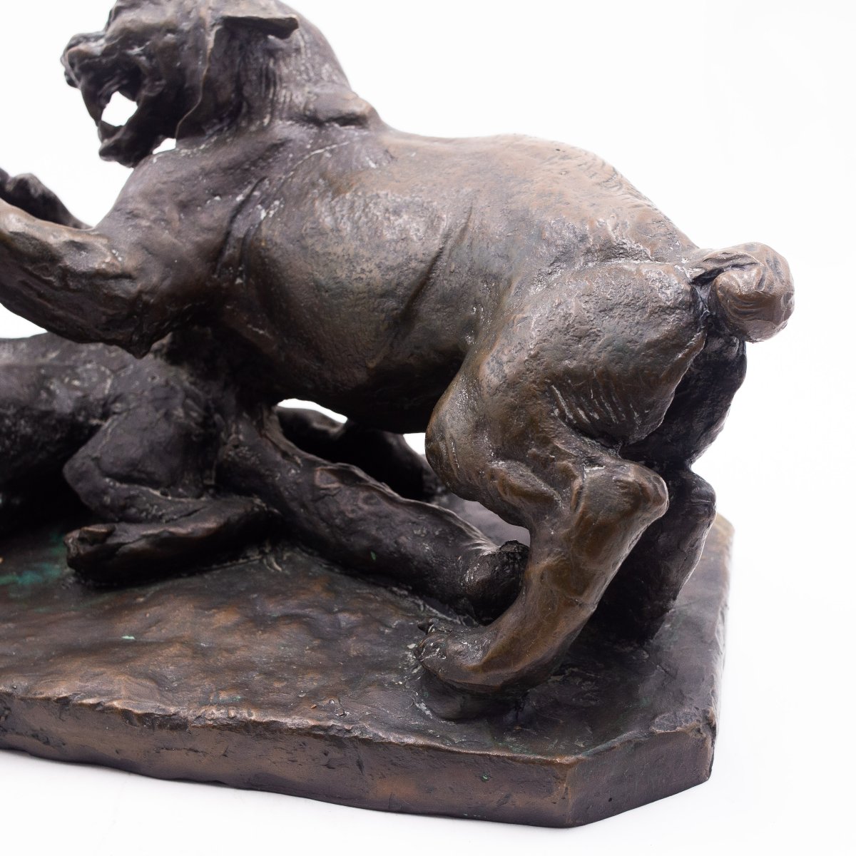 Antonio Ligabue, “animali In Lotta” (animals Fighting) Bronze Sculpture, 1940s-photo-1