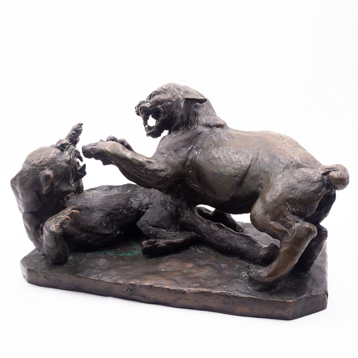 Antonio Ligabue, “animali In Lotta” (animals Fighting) Bronze Sculpture, 1940s