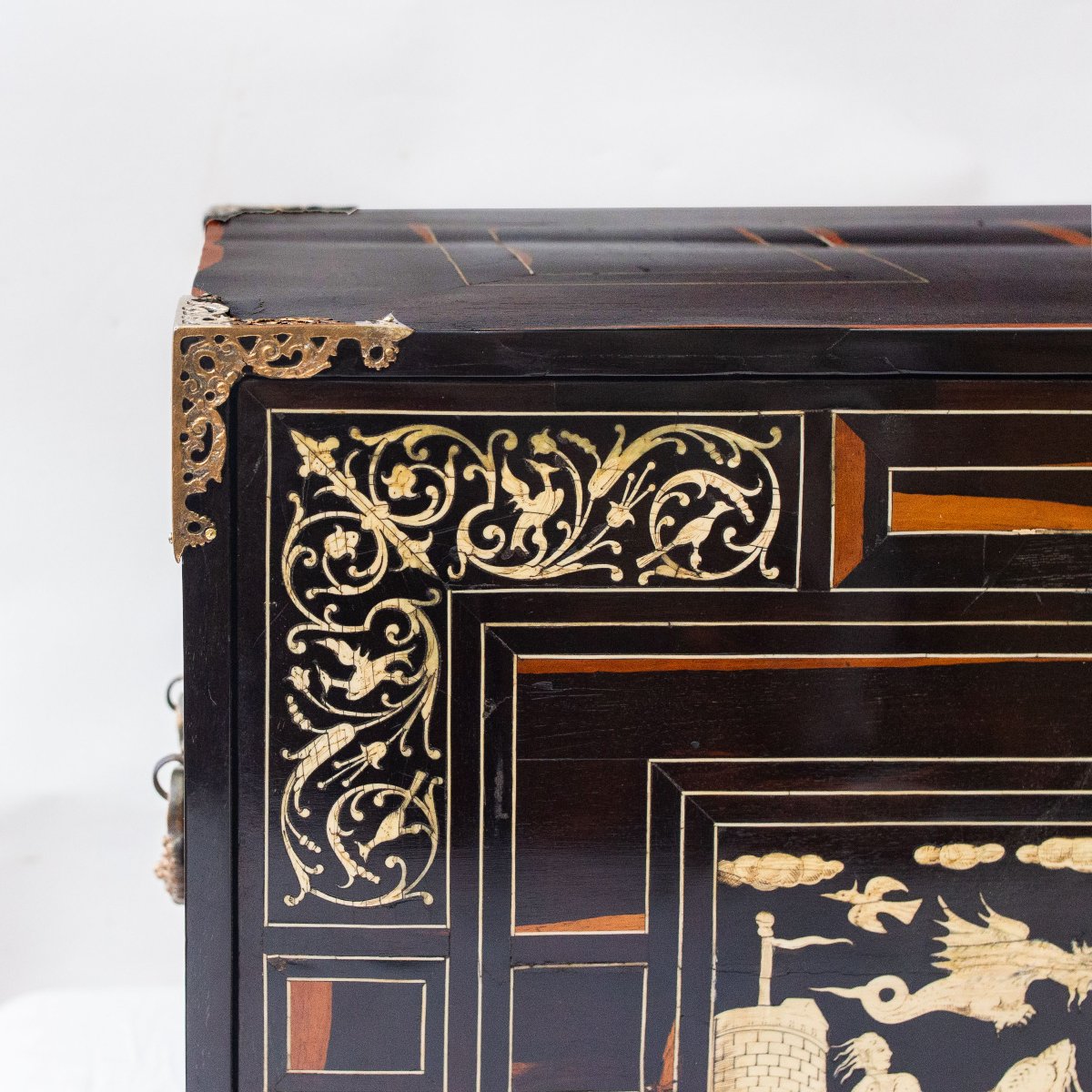 Ebony And Ivory Coin Box, 19th Century-photo-2