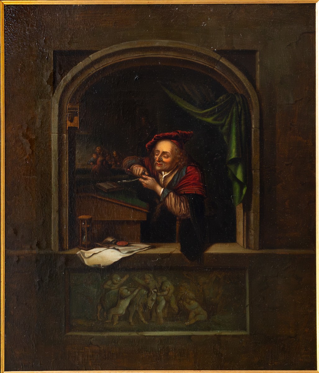 Follower Of Gerard Dou, “old Schoolmaster,” Late 19th Century
