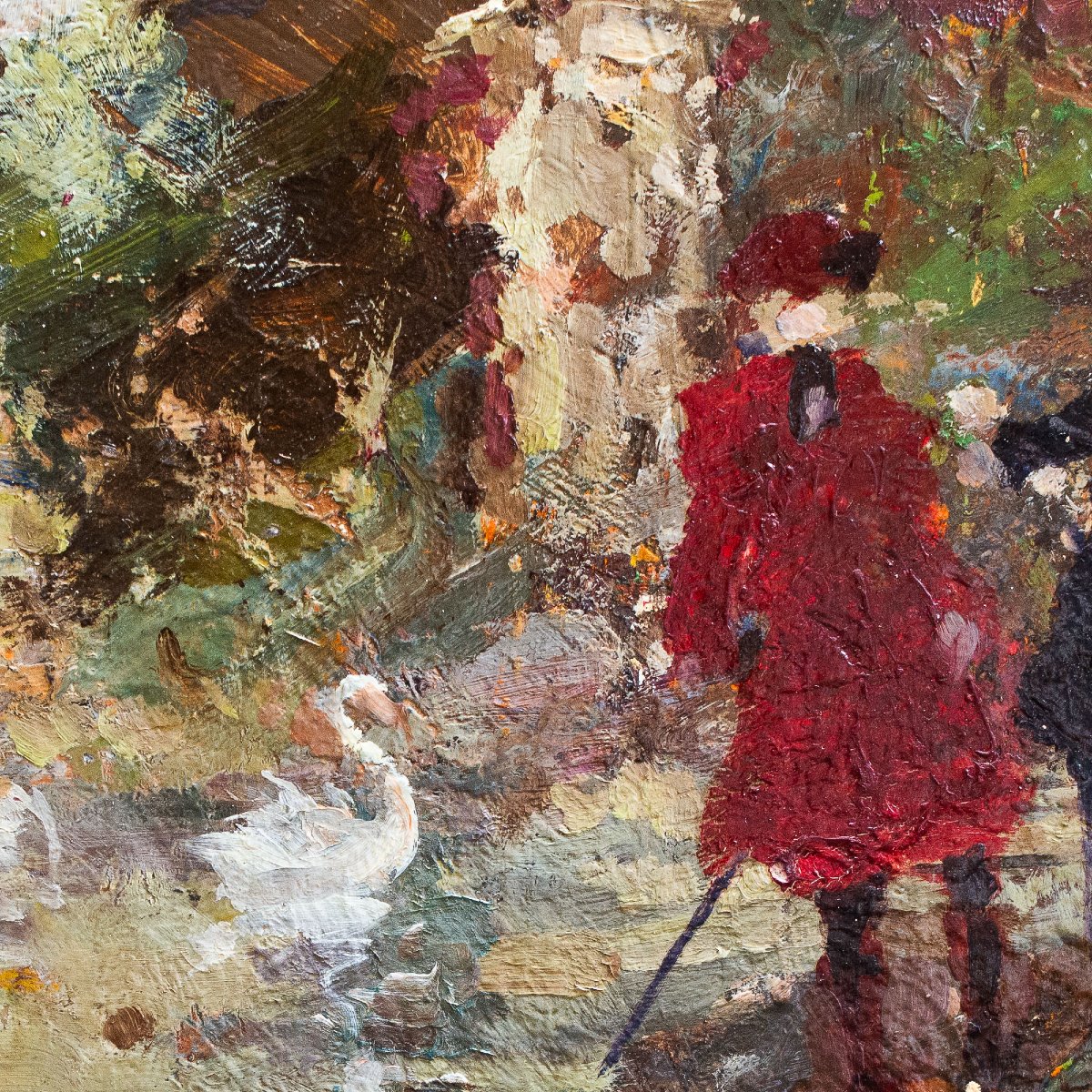Alessandro Lupo, « Promenade dans le parc en automne », signé, époque 1900-photo-4
