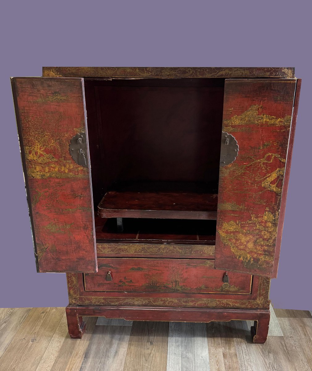 Two-door Wardrobe, Origin: China, Lacquered Wood – Mid-20th Century-photo-2