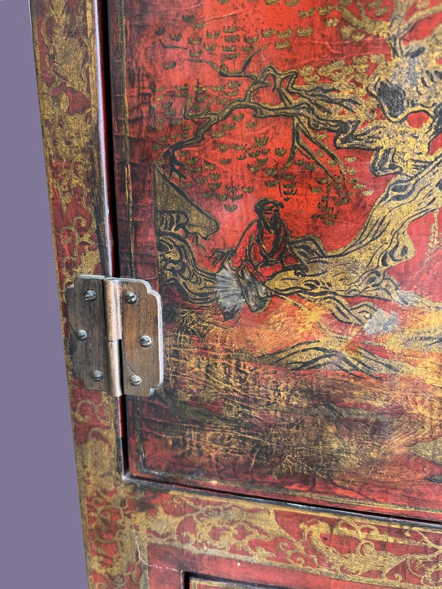 Two-door Wardrobe, Origin: China, Lacquered Wood – Mid-20th Century-photo-6