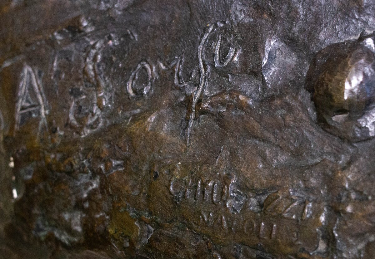 Achille d'Orsi, “a Posillipo,” Bronze, Marble Base, Signed, Late 19th Century-photo-4