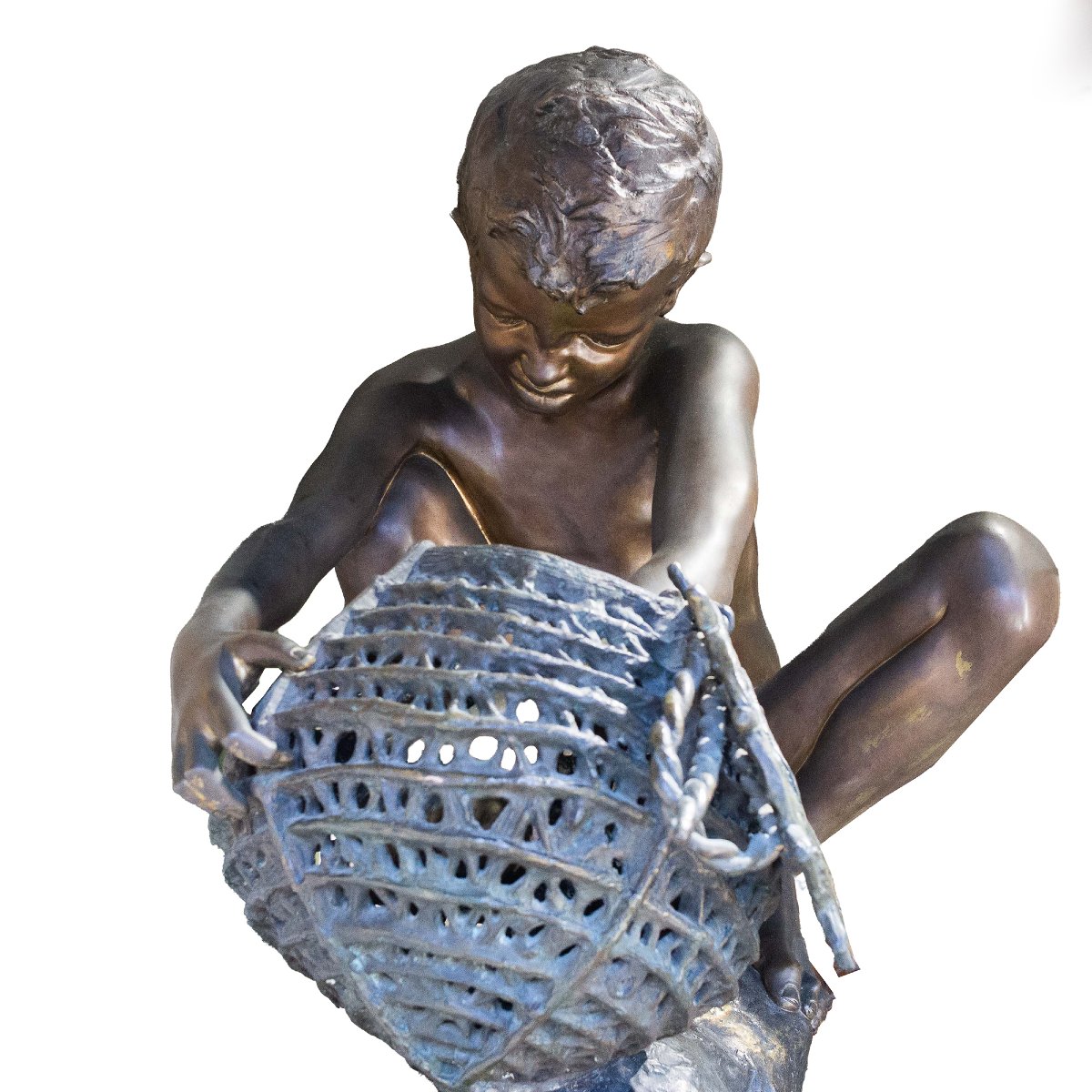 Achille d'Orsi, “a Posillipo,” Bronze, Marble Base, Signed, Late 19th Century-photo-5