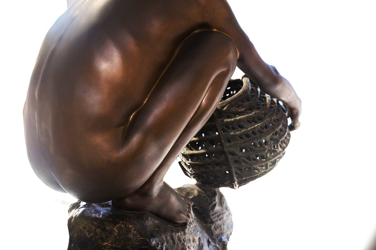 Achille d'Orsi, “a Posillipo,” Bronze, Marble Base, Signed, Late 19th Century-photo-8