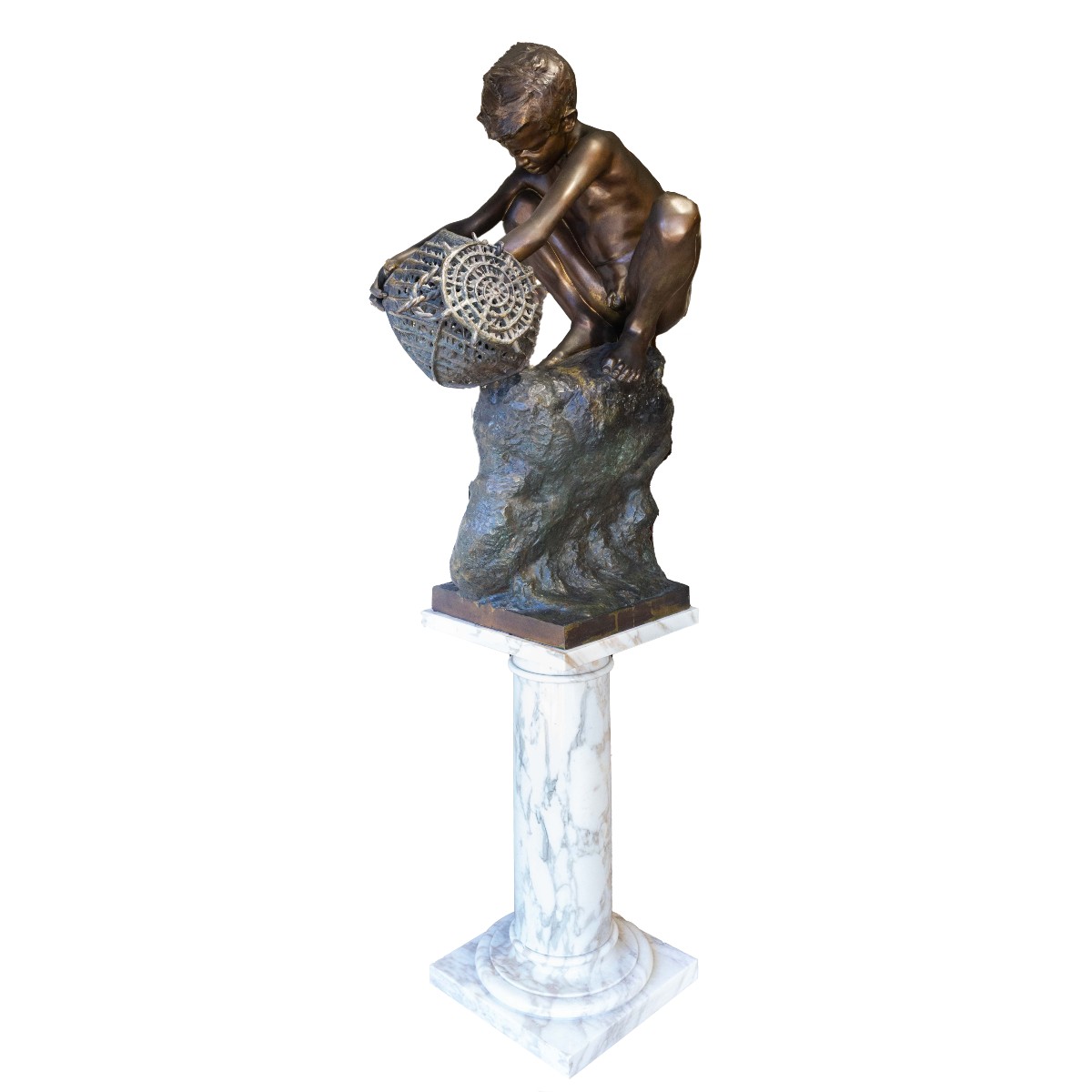 Achille d'Orsi, “a Posillipo,” Bronze, Marble Base, Signed, Late 19th Century