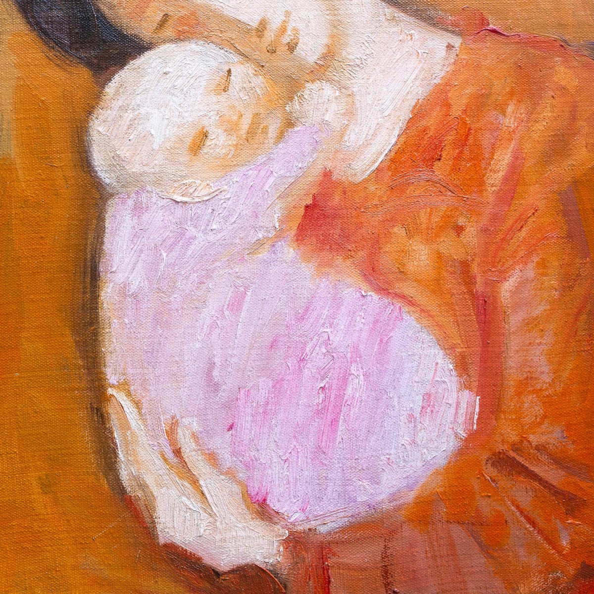 Trento Longaretti, “maternity,” Oil On Canvas, Signed, 1989-photo-2