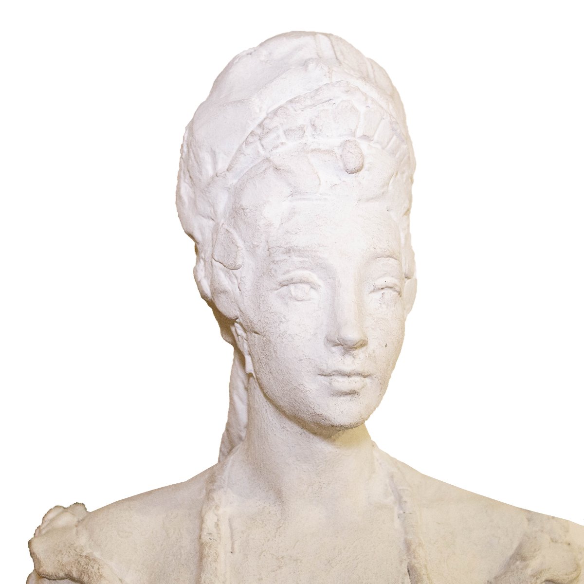 Noble Lady, Plaster Sculpture, 19th Century-photo-3