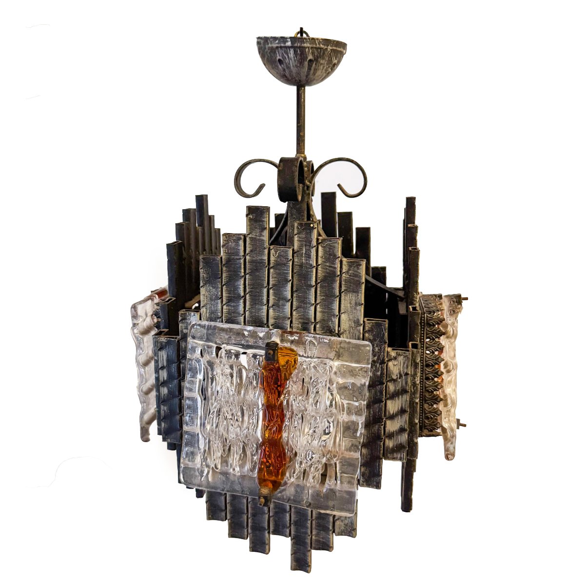 Lot de 4 lustres de style brutaliste, Murano, années 60-photo-2