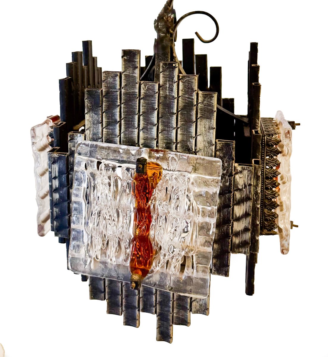 Lot de 4 lustres de style brutaliste, Murano, années 60-photo-1