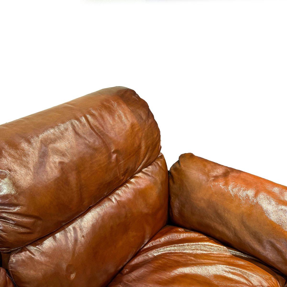 Pair Of Leather Sofas, Saporiti Italia, 1970s-photo-2