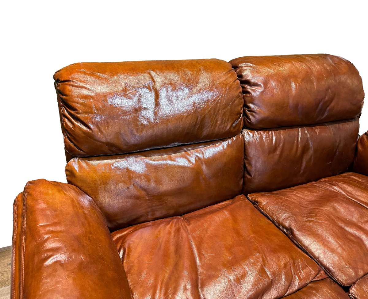 Pair Of Leather Sofas, Saporiti Italia, 1970s-photo-3