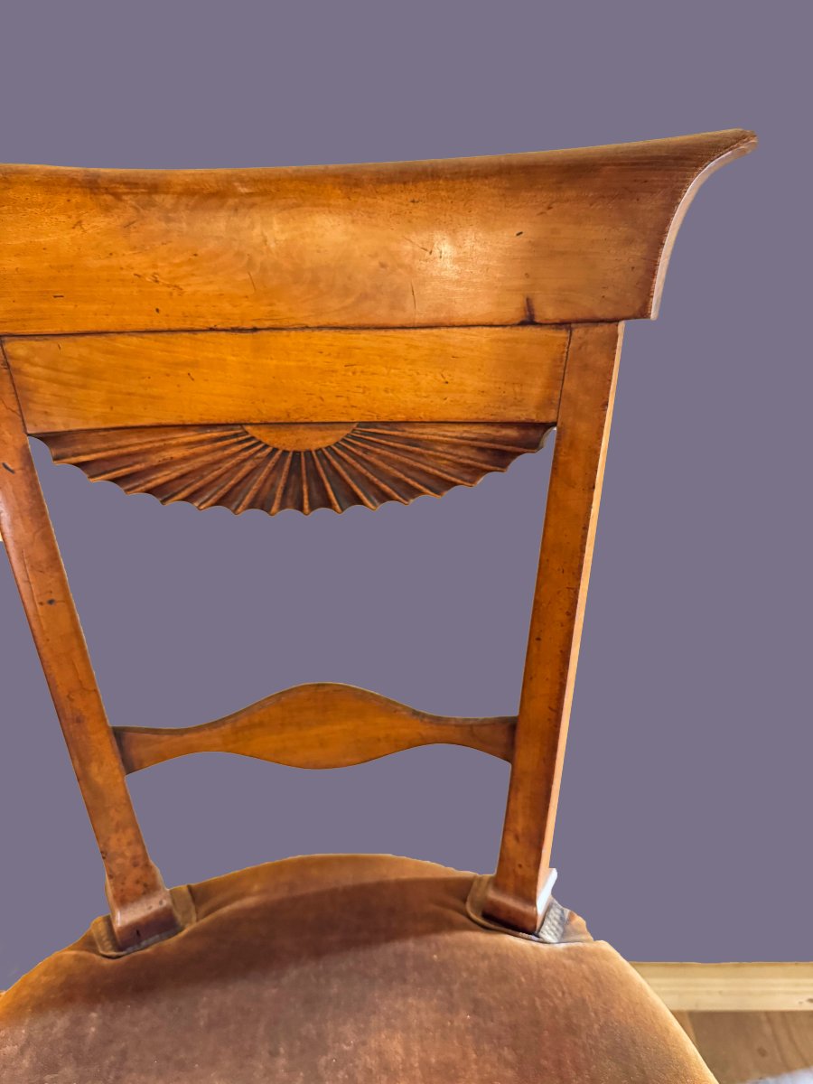 Lot de 4 chaises en noyer, style Directoire, fin du XVIIIe siècle-photo-6