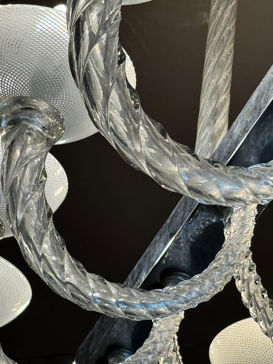 Lustre Venini en verre de Murano, années 50-photo-6