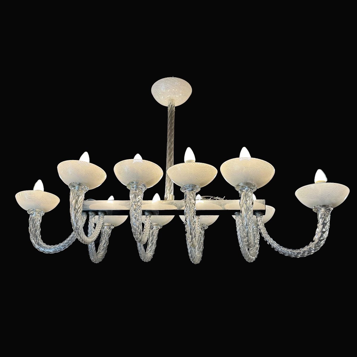 Lustre Venini en verre de Murano, années 50-photo-7