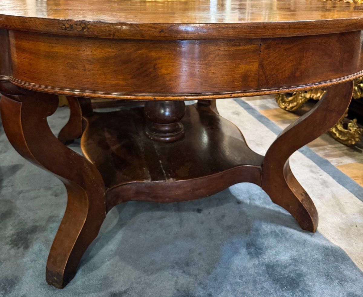 Extendable Piedmontese Basket Table In Walnut, 19th Century-photo-3