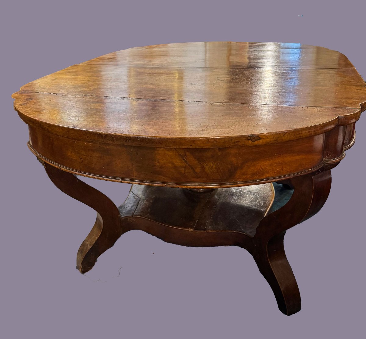 Extendable Piedmontese Basket Table In Walnut, 19th Century-photo-3