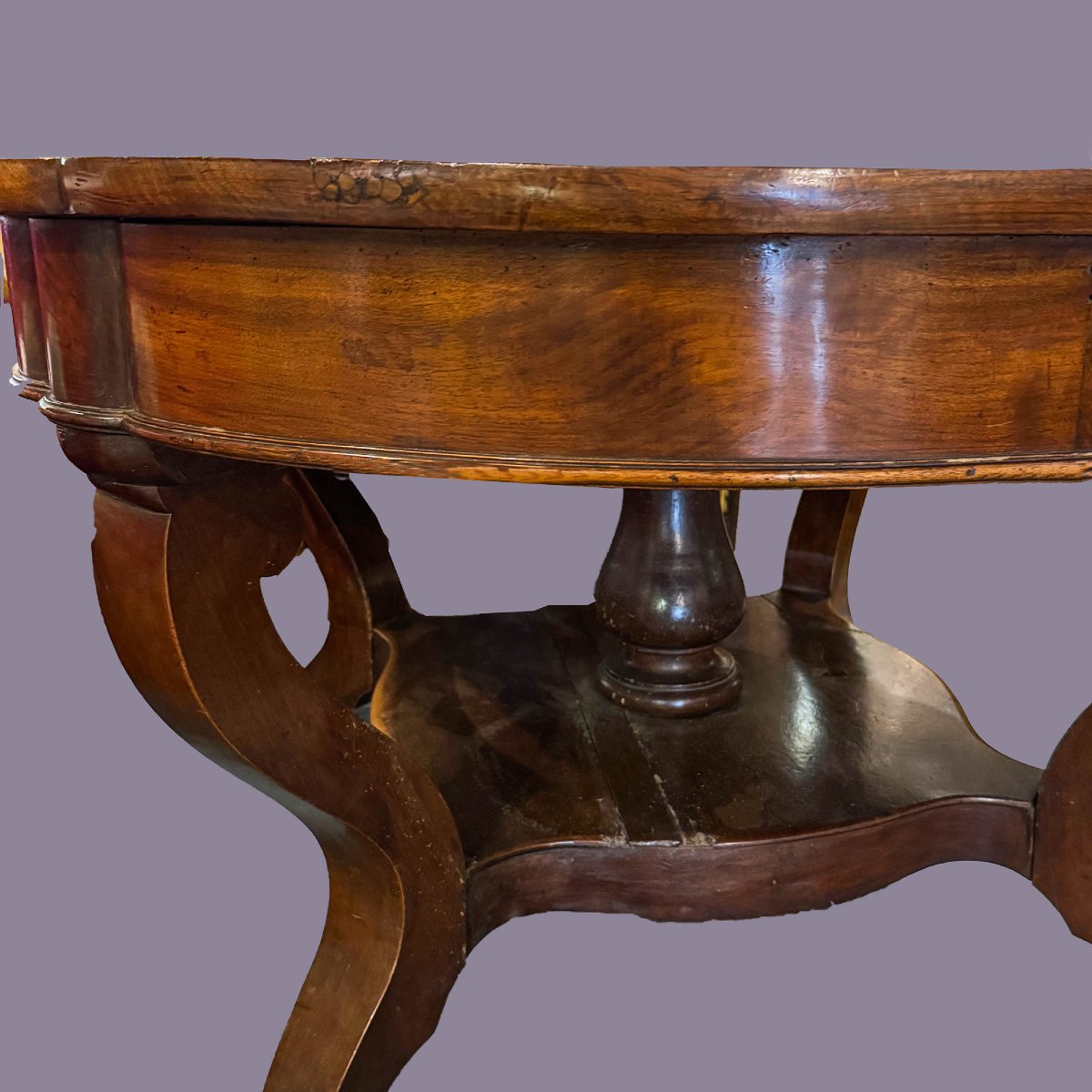 Extendable Piedmontese Basket Table In Walnut, 19th Century-photo-4