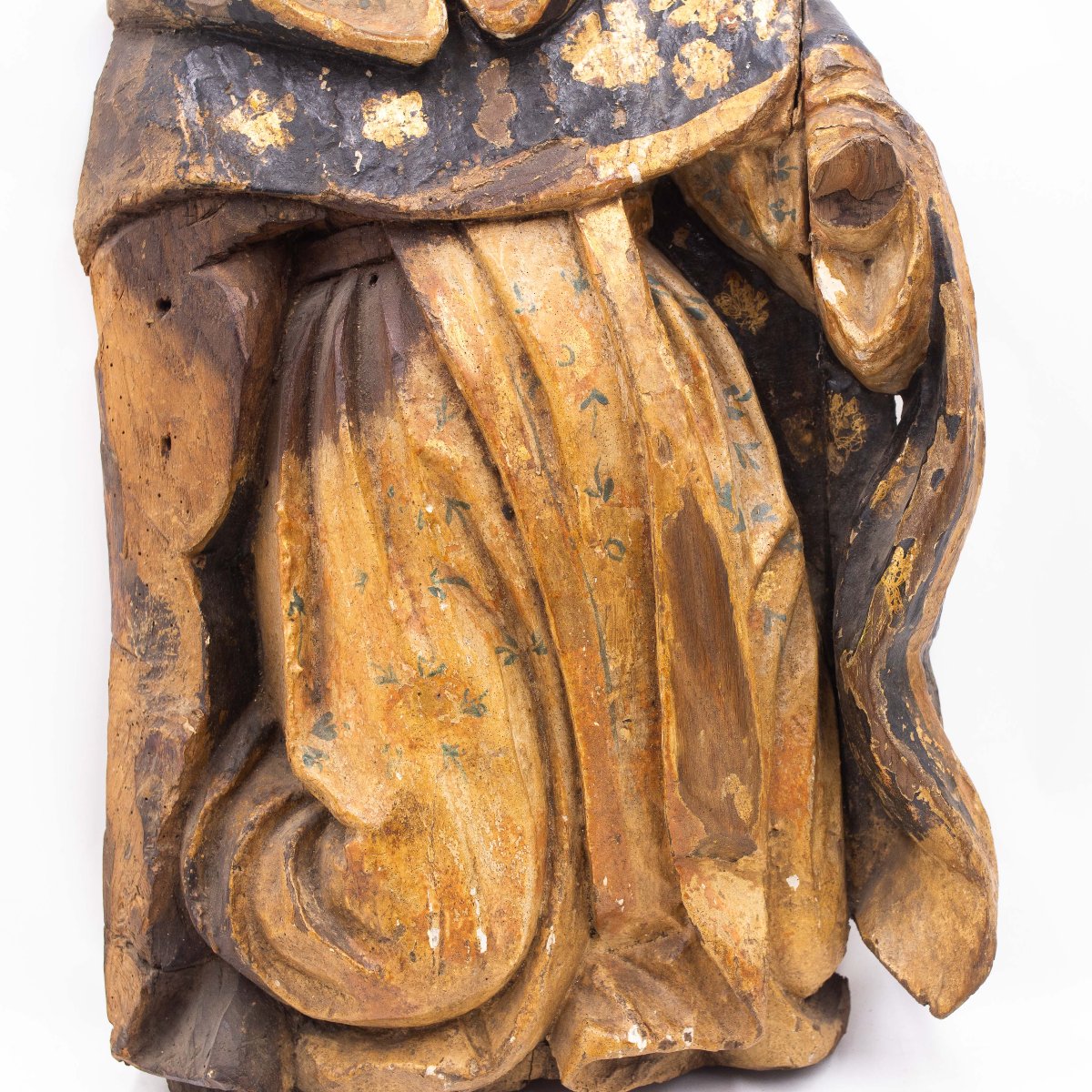 Sculpture religieuse en bois polychrome, XVIIe siècle-photo-2