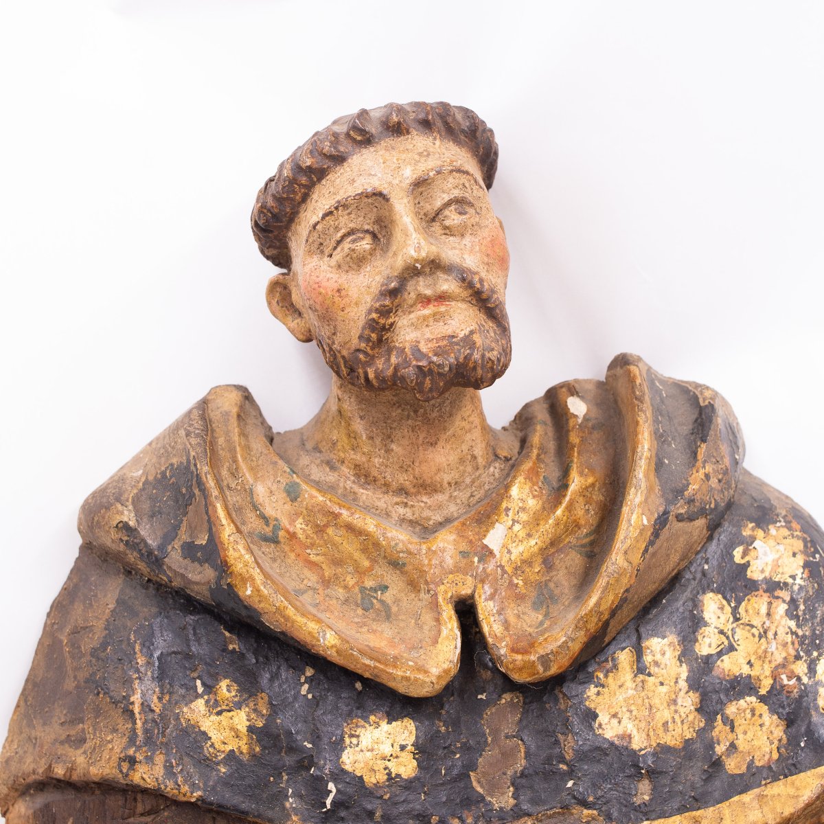 Sculpture religieuse en bois polychrome, XVIIe siècle-photo-3