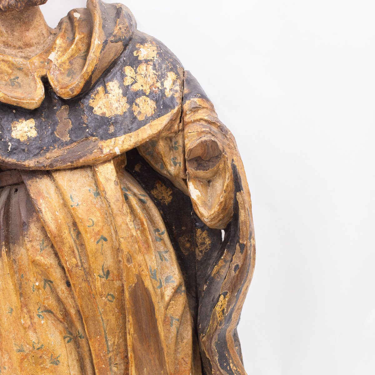 Sculpture religieuse en bois polychrome, XVIIe siècle-photo-1