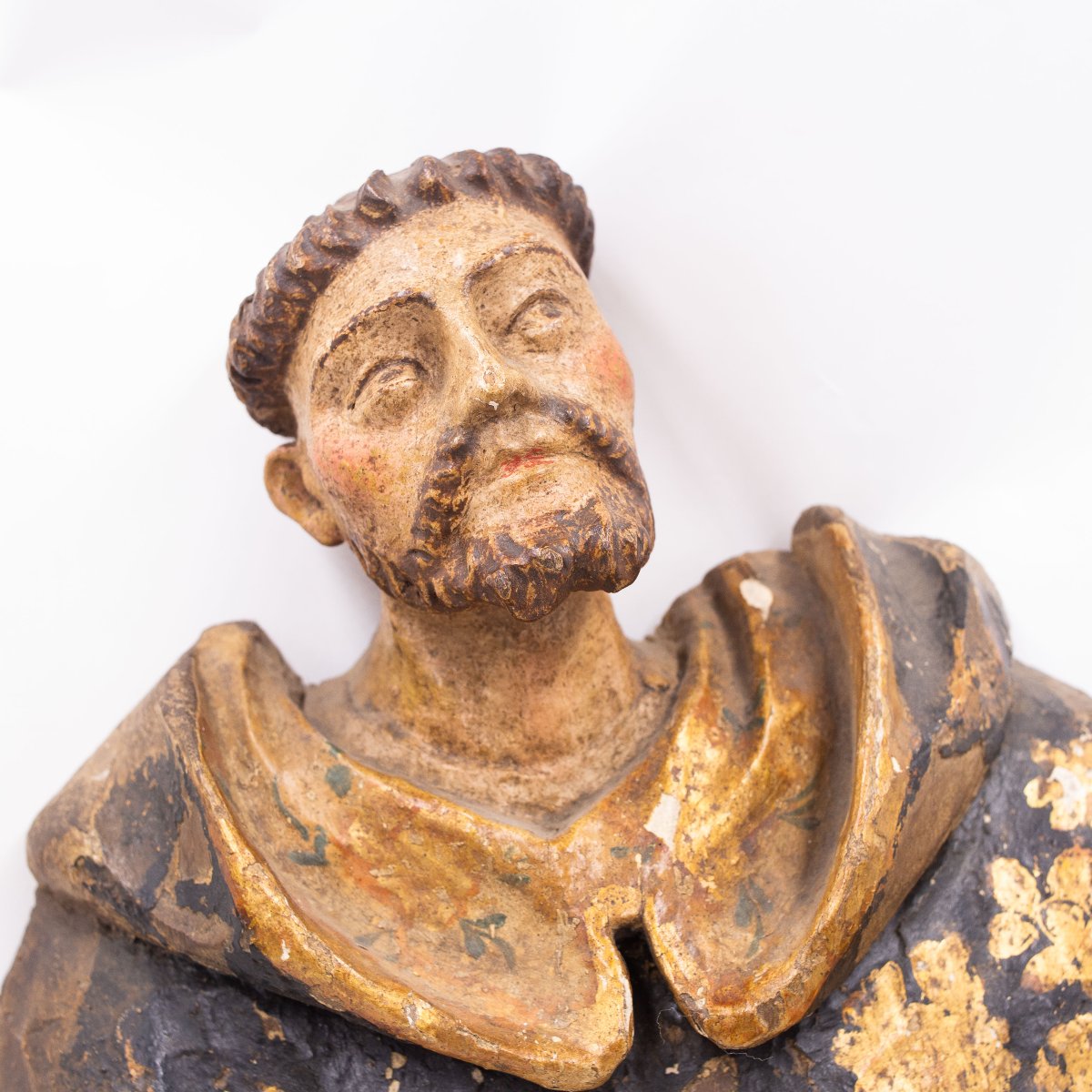 Sculpture religieuse en bois polychrome, XVIIe siècle-photo-4