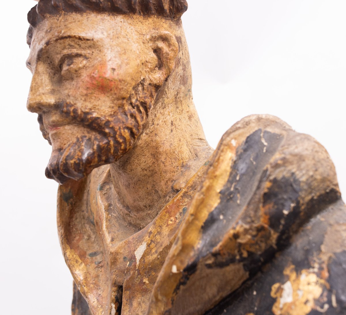 Sculpture religieuse en bois polychrome, XVIIe siècle-photo-5