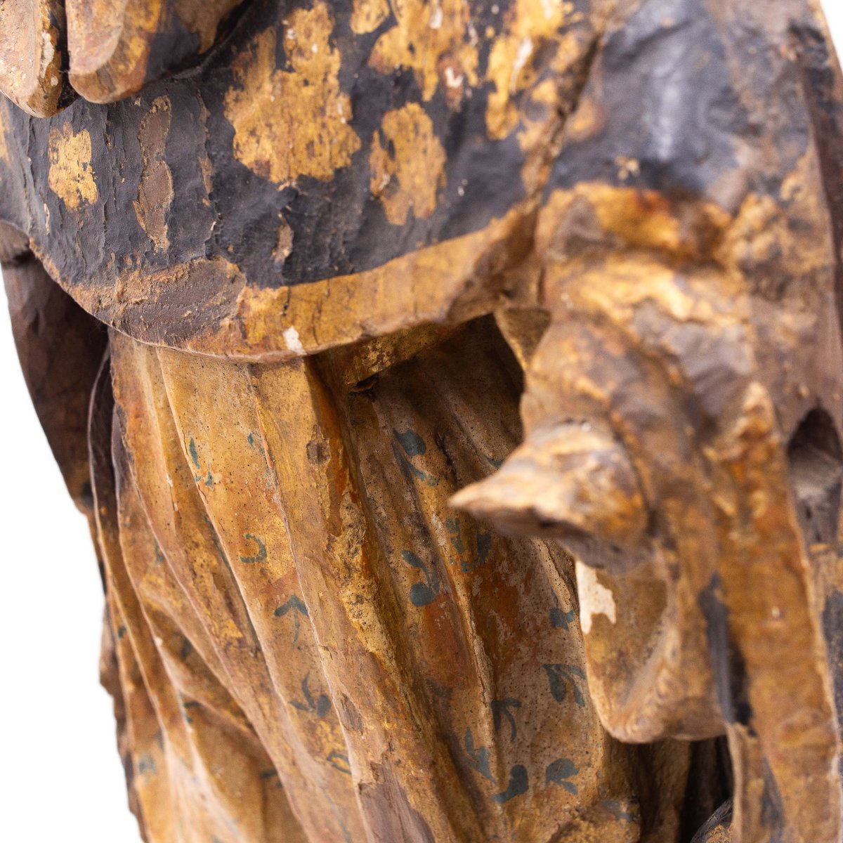 Sculpture religieuse en bois polychrome, XVIIe siècle-photo-8