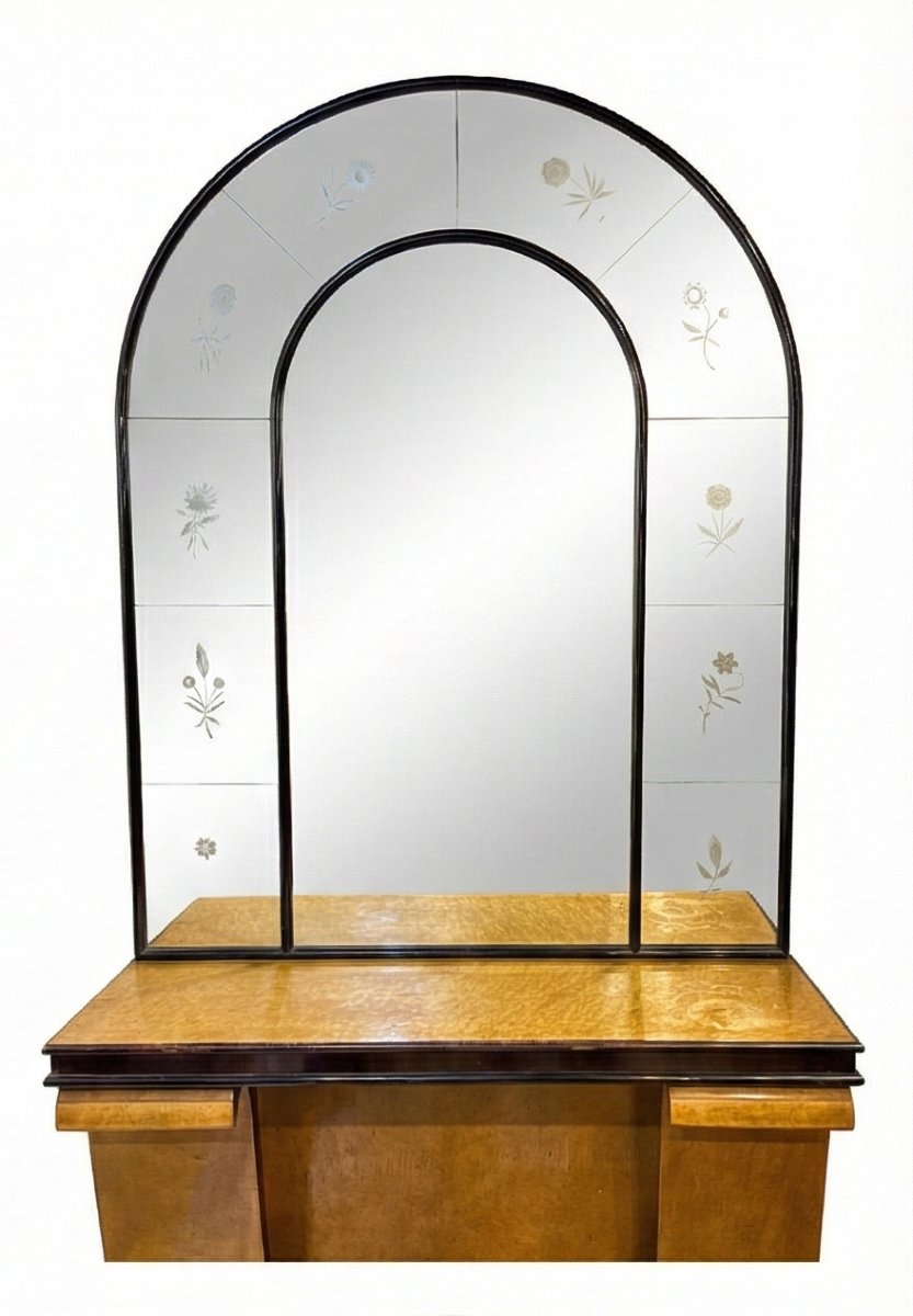 Console Table With Mirror, Art Deco, 1940s-photo-3