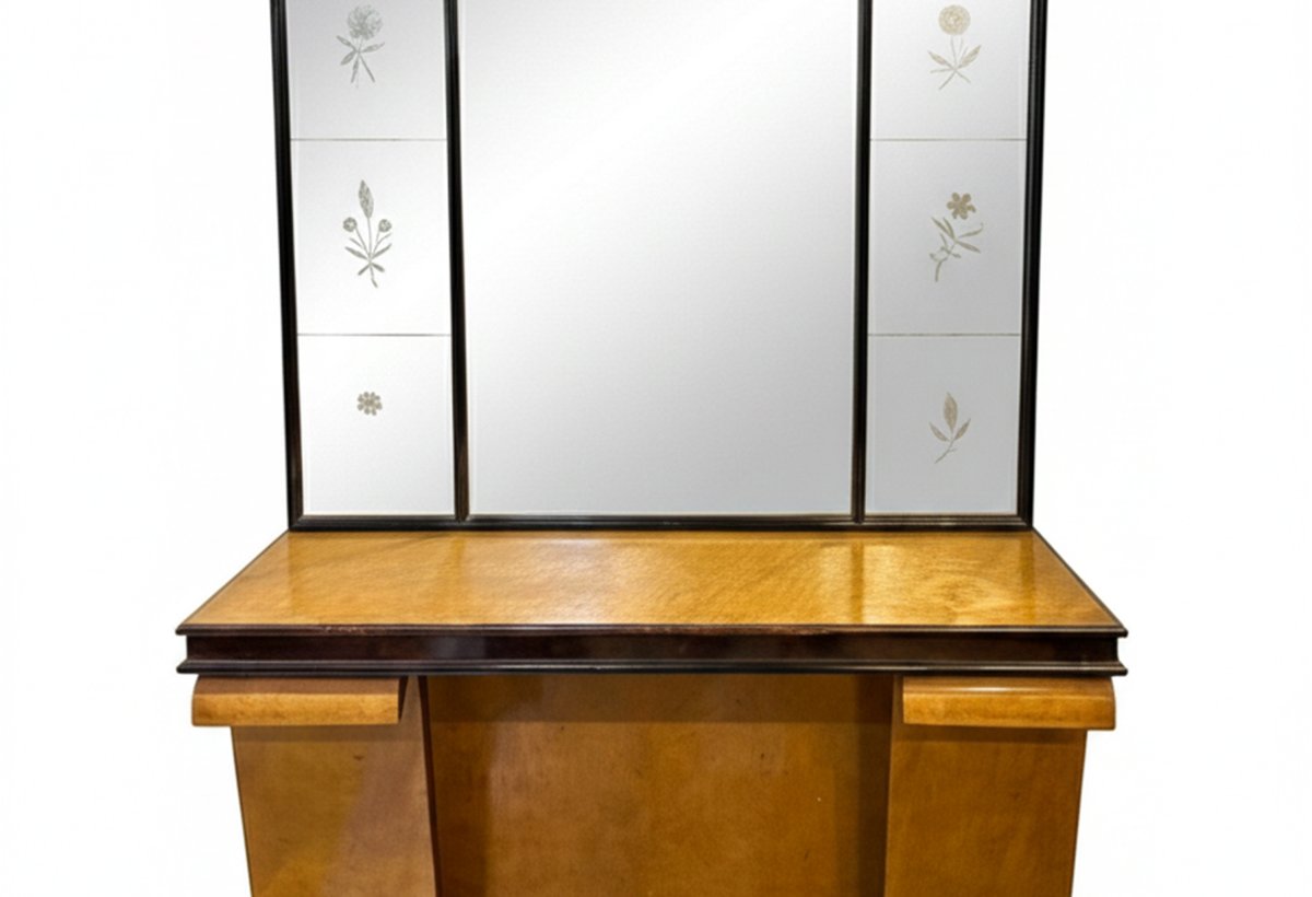 Console Table With Mirror, Art Deco, 1940s-photo-4