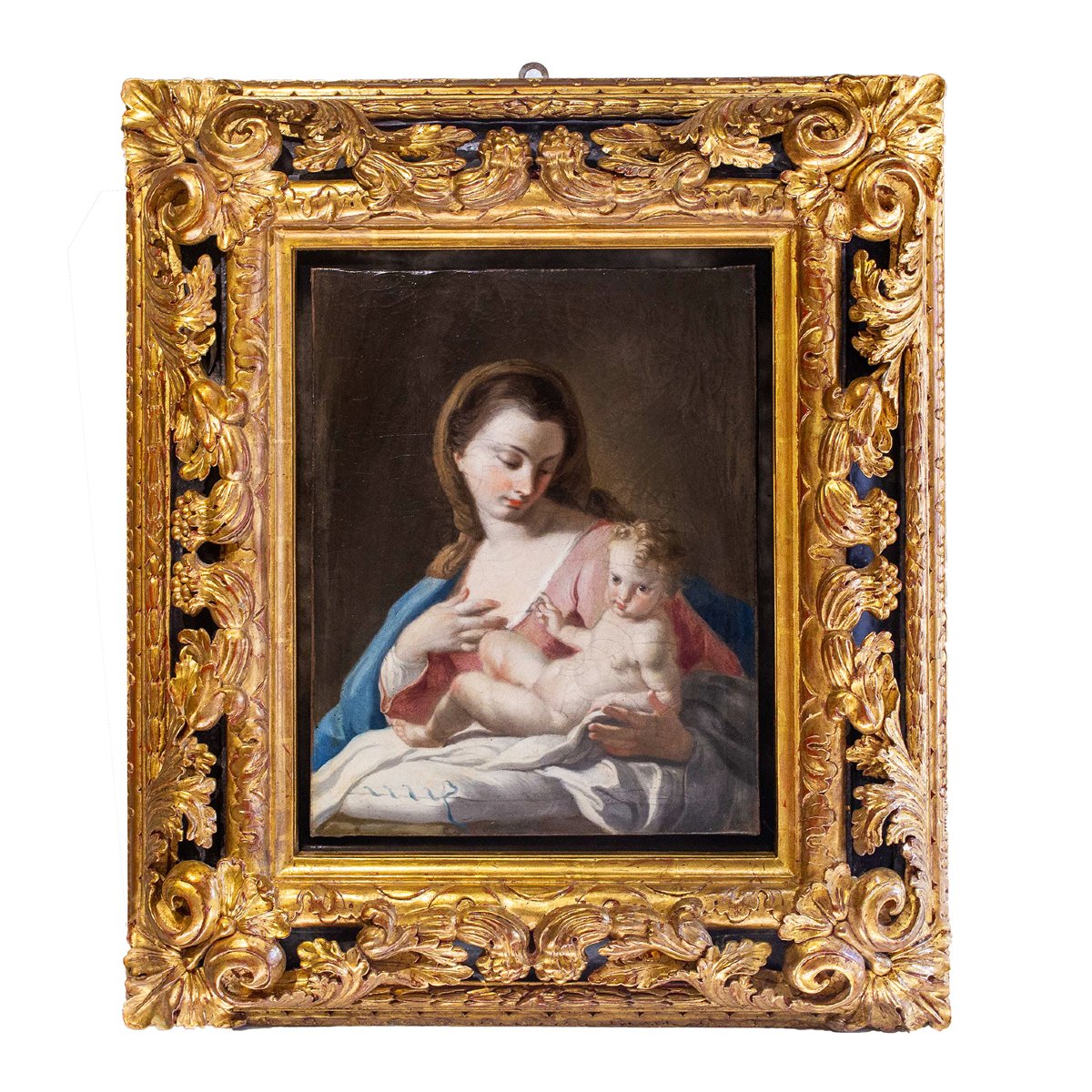 Francesco De Mura, “madonna With Child,” Oil On Canvas, 18th Century-photo-3