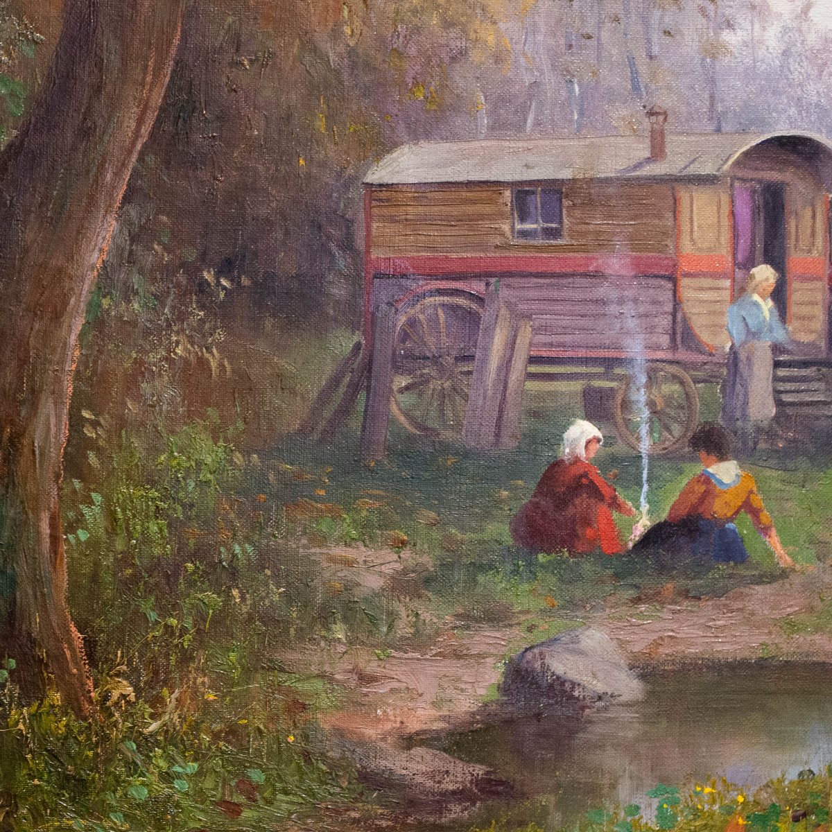 Leonardo Roda, « Nomadi », huile sur toile, signée, début du XXe siècle -photo-2