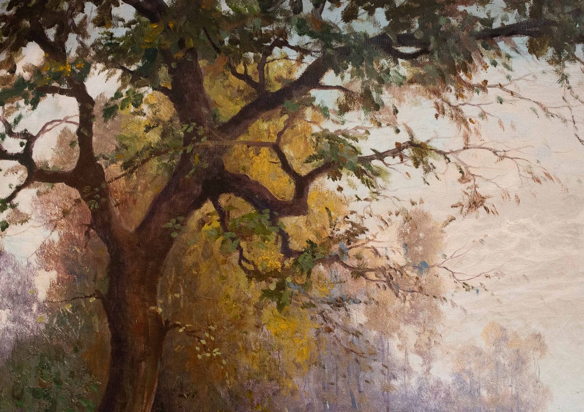 Leonardo Roda, « Nomadi », huile sur toile, signée, début du XXe siècle -photo-7