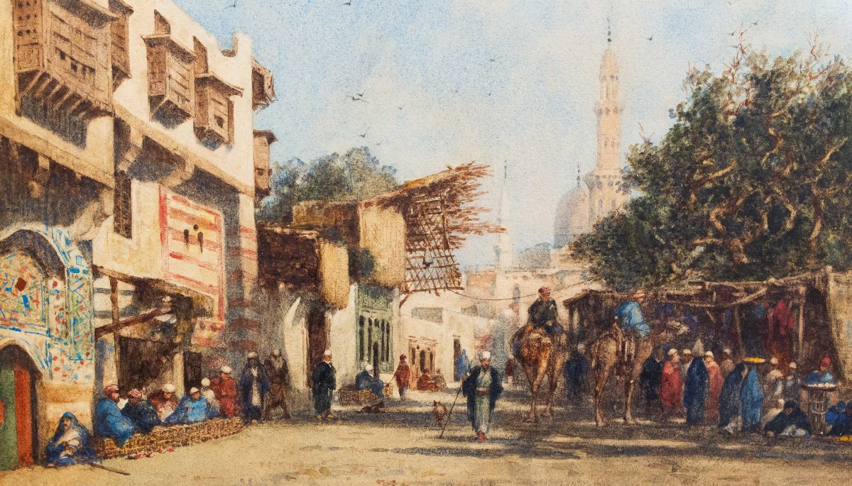 Alberto Pasini, « Le Caire », aquarelle sur papier, XIXe siècle  -photo-1