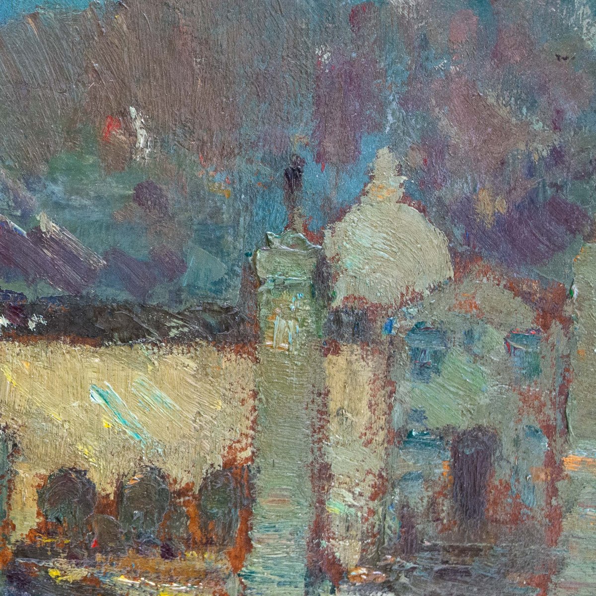 Alessandro Lupo, “oropa,” Oil On Cardboard, 20th Century-photo-1