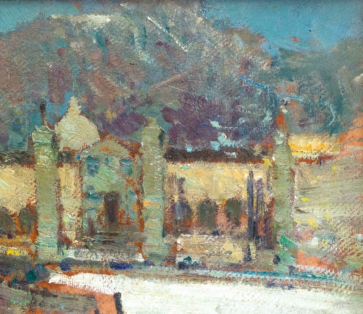 Alessandro Lupo, “oropa,” Oil On Cardboard, 20th Century-photo-5