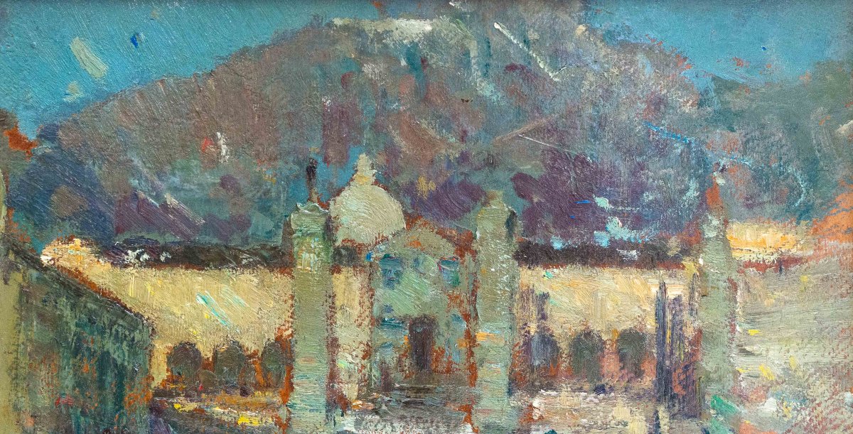 Alessandro Lupo, “oropa,” Oil On Cardboard, 20th Century-photo-6